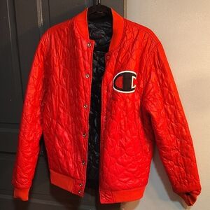 Champion Men's Red Quilted Bomber Jacket